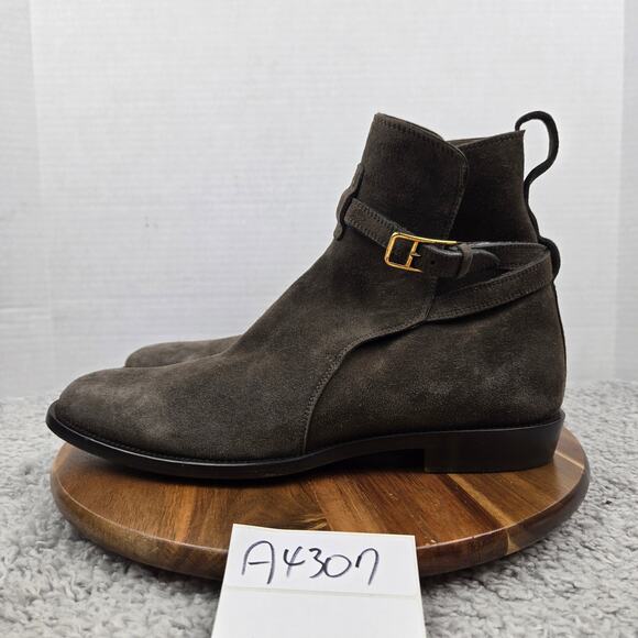Bally Mens 11D Hobston Gray Suede Casual Ankle Strap Buckle Lifestyle Dress Boot